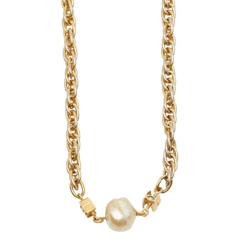 CHANEL Vintage Gold Pearl Logo Necklace - Picture 4 of 6